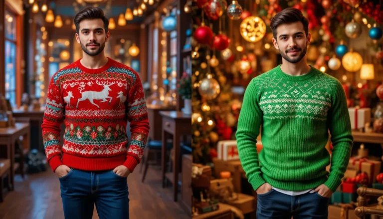 Men Christmas outfits with jeans