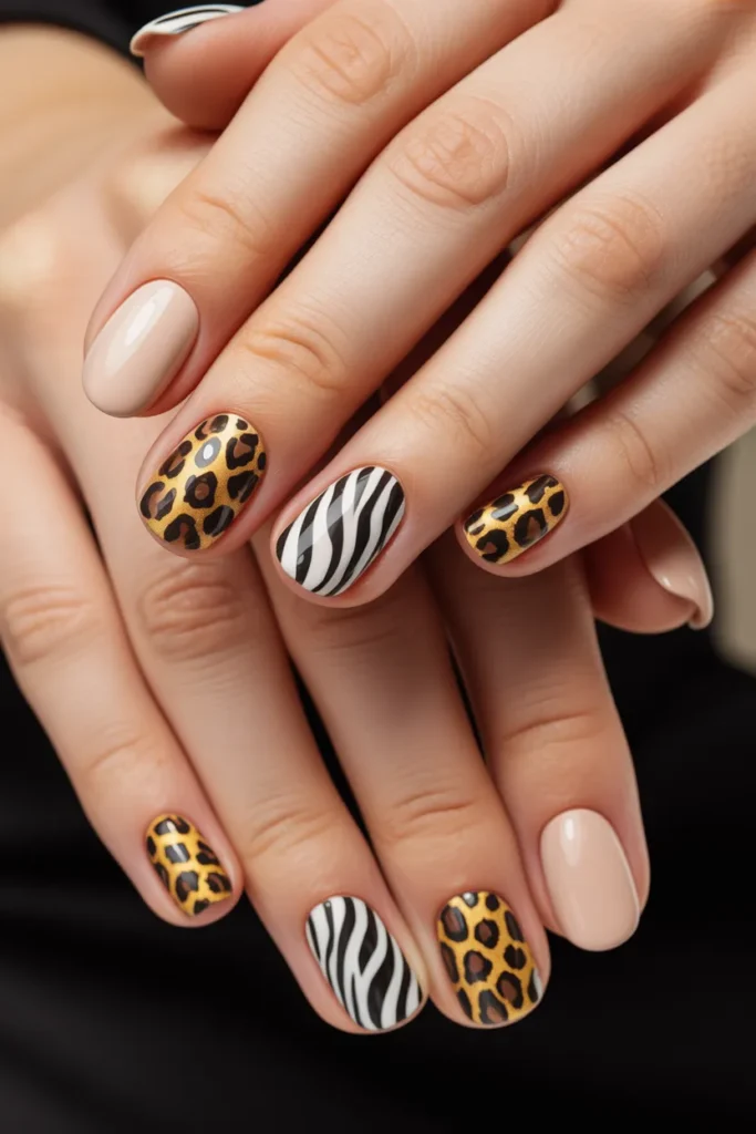 Animal Print Accent Nails designs for women