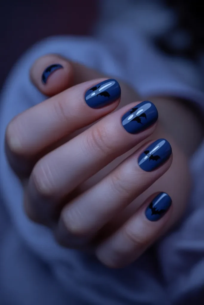 Bat Silhouettes women nails