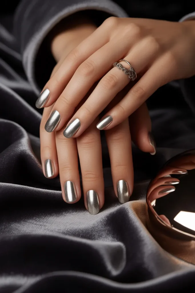 Chrome Silver Gothic Nails designs for women