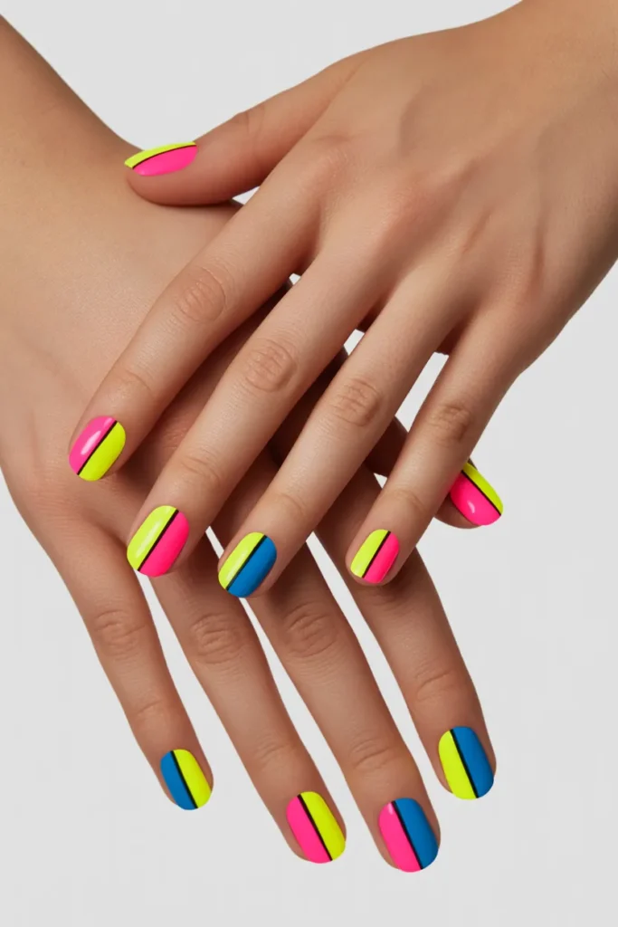 Color Block Nails design for women