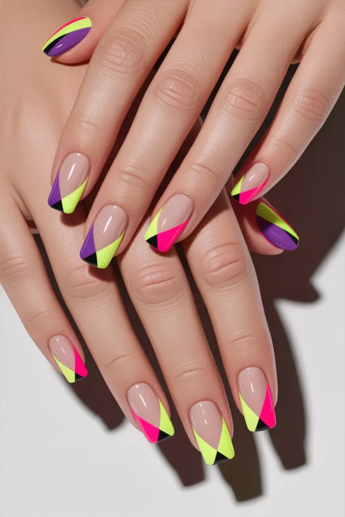 Diagonal French Tips Nail designs