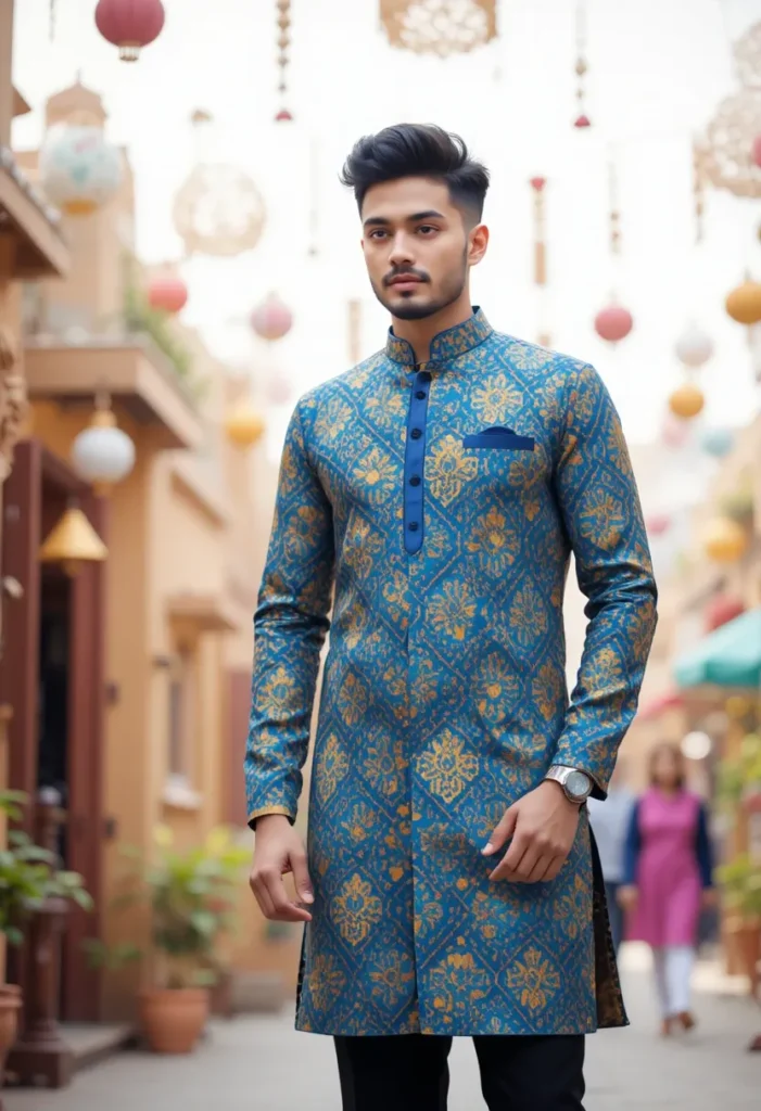 Fashionable Printed Kurta with Matching Accessories