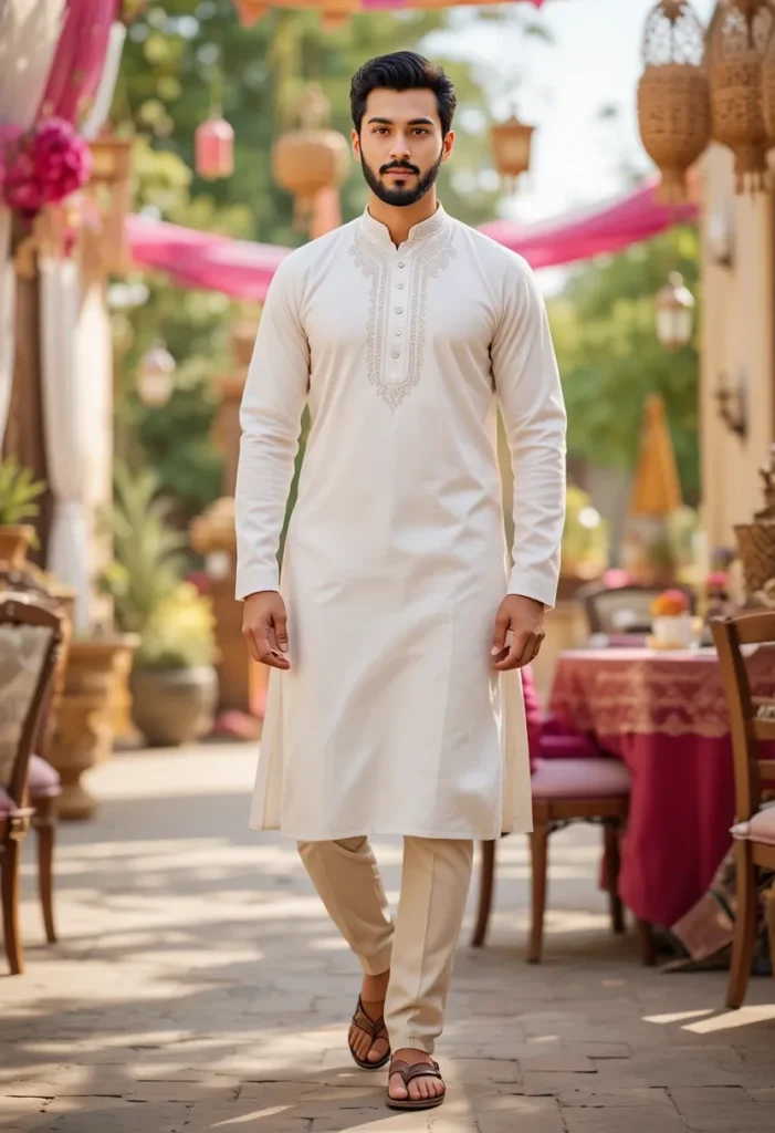 Classic White Kurta with Chinos