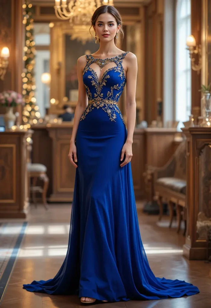 Maxi Dress with Gold Detailing