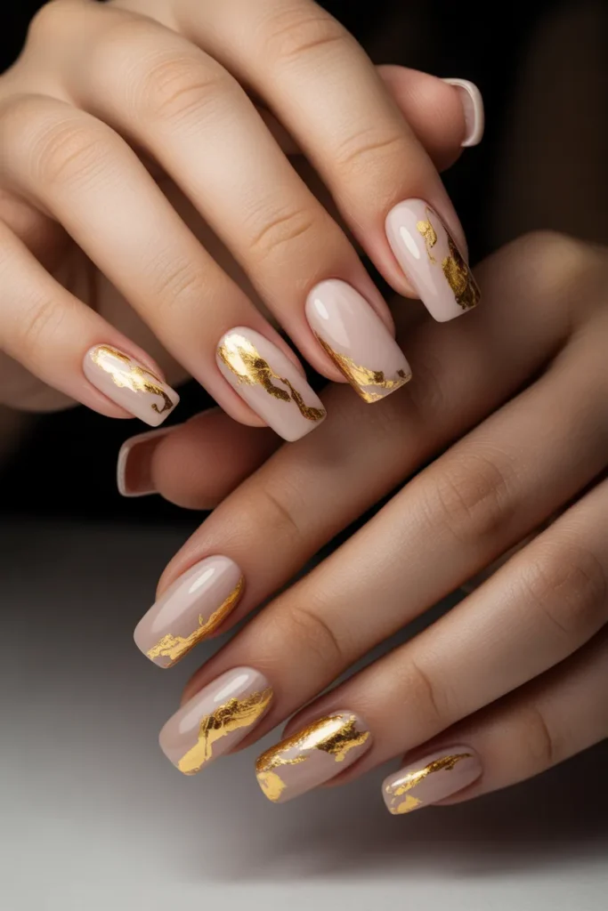 Gold Leaf Nails ideas for women