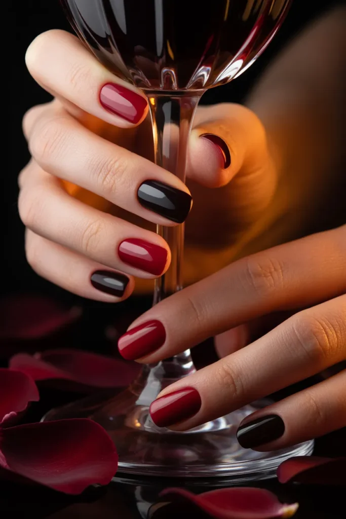 Gothic Red and Black Ombre Nail designs for women