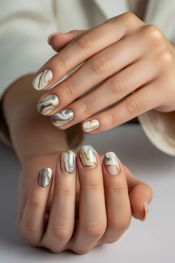  Marble Effect Nail designs