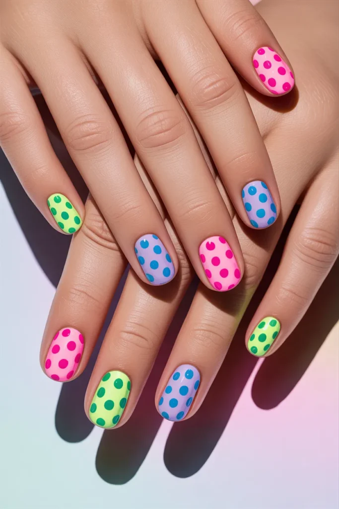 Polka Dots nails design for women