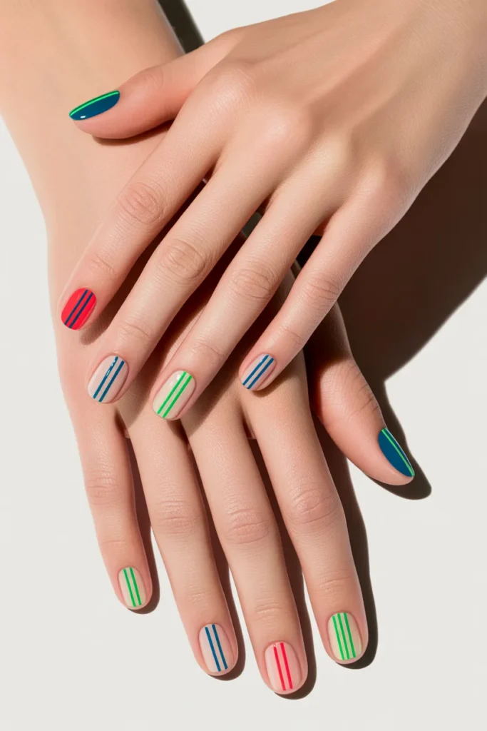 Simple Line Art Nail design for women