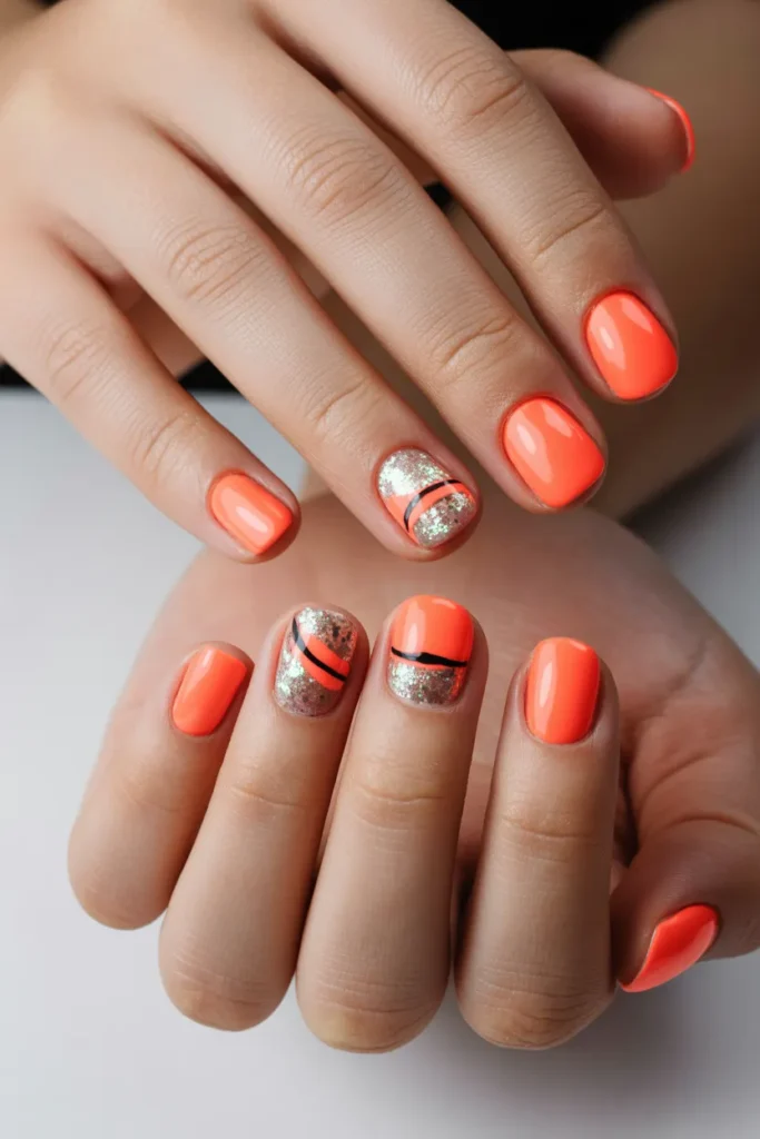 Solid Color with Accent Nails design
