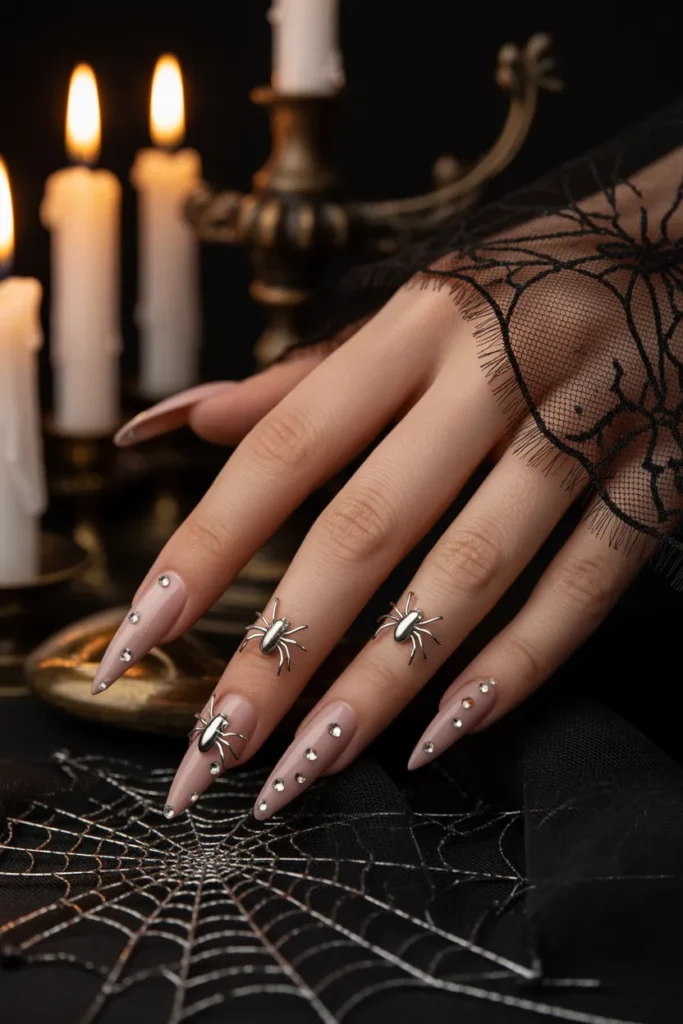 Spider Charm Accents Nail designs for women