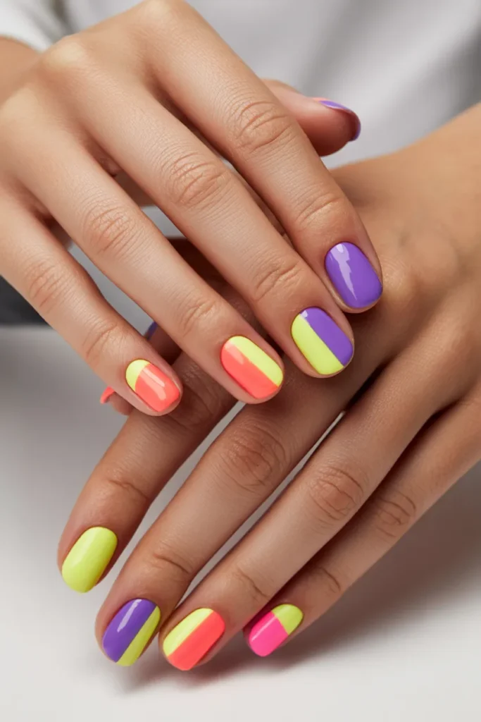 Taped Color Blocks nail design for women