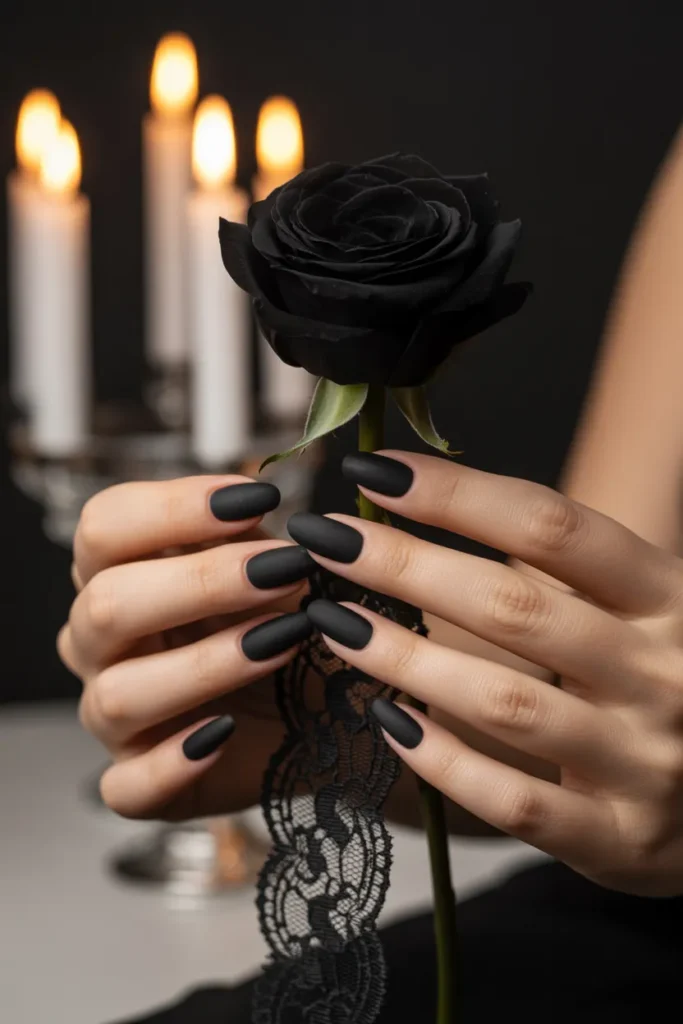  Velvet Black Nails Designs
