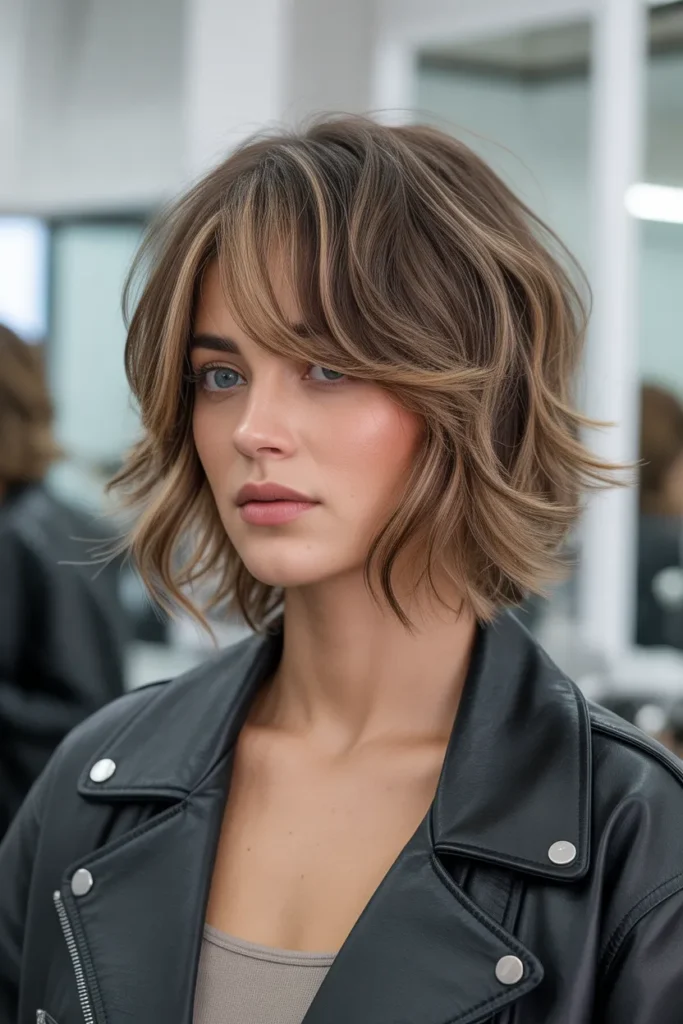 Choppy Medium Layers with Side Bangs