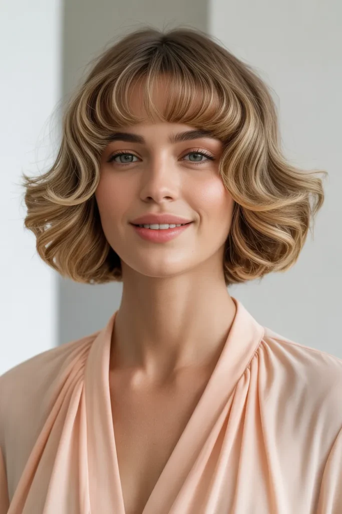 Slight Waves with Curtain Bangs
