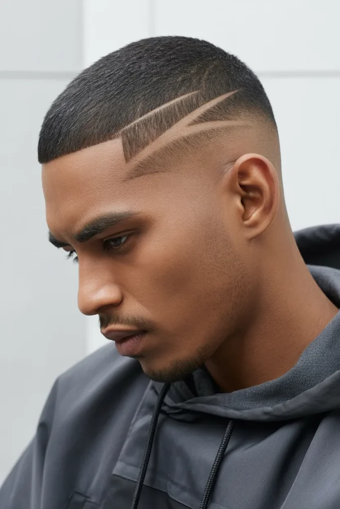 Low Skin Fade with Line Design