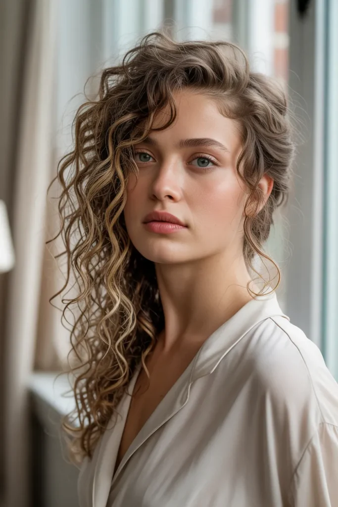 Messy Side Swept Curls