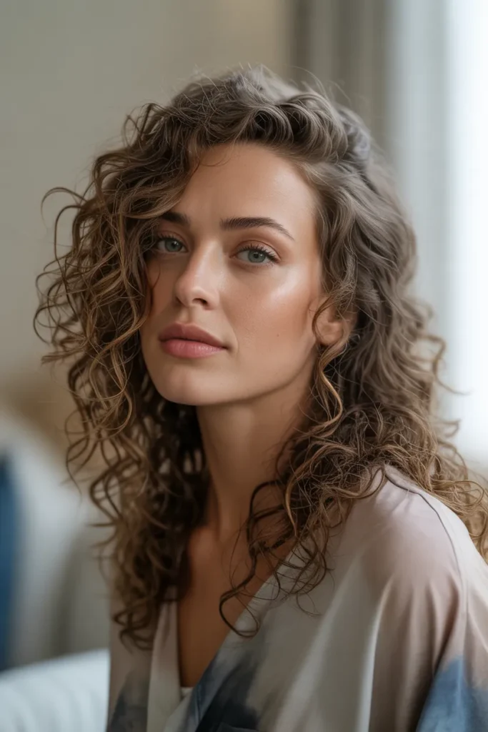 Messy Curls with a Deep Side Part