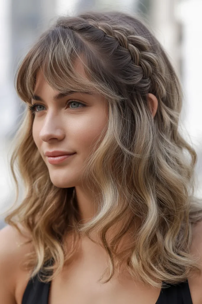 Braided Bangs with Loose Waves