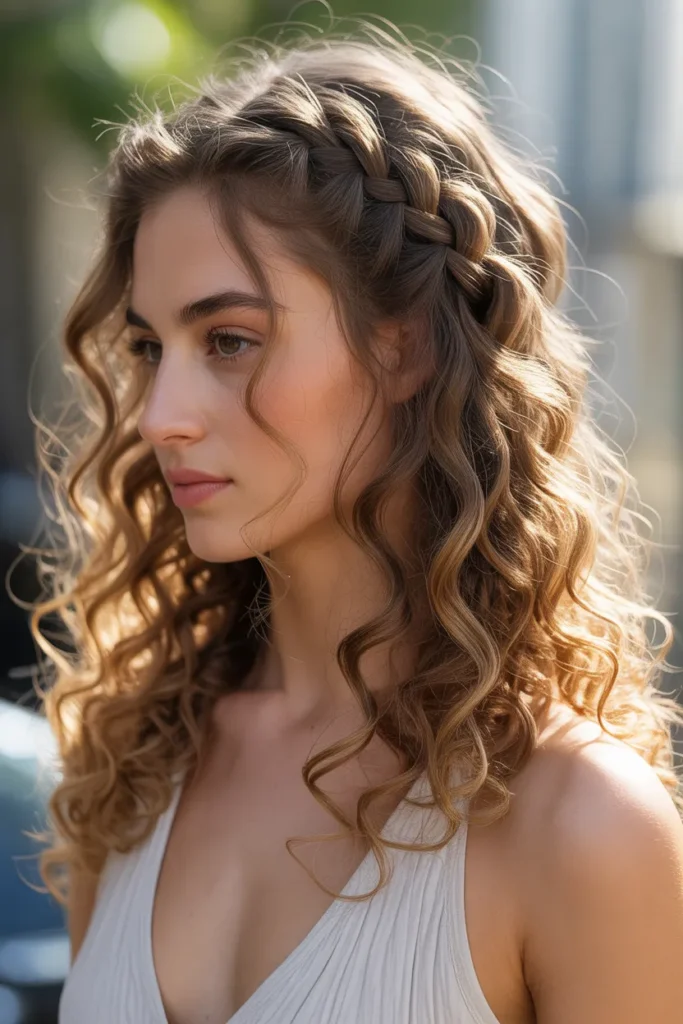 Front Twist Braid with Curly Ends