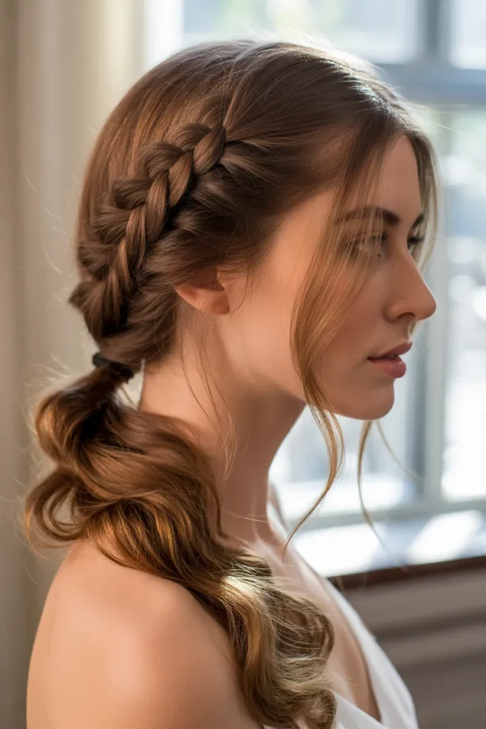 Waterfall Braid with a Side Ponytail