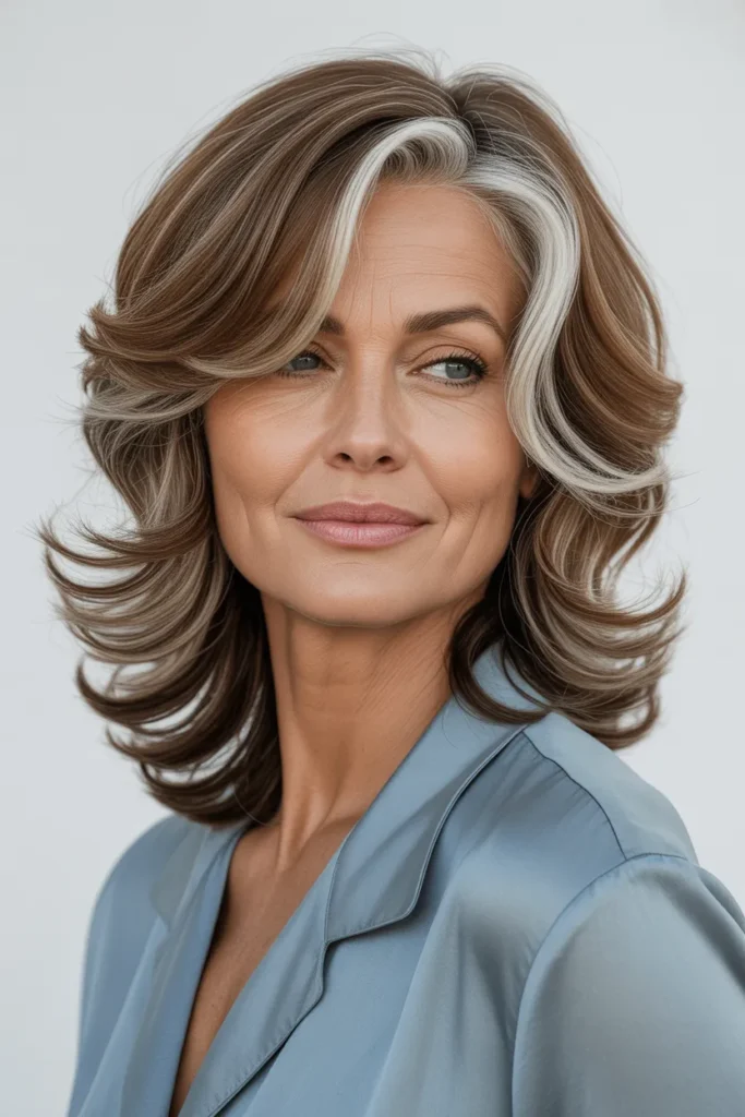 Brown Layers with Blended Silver Strands