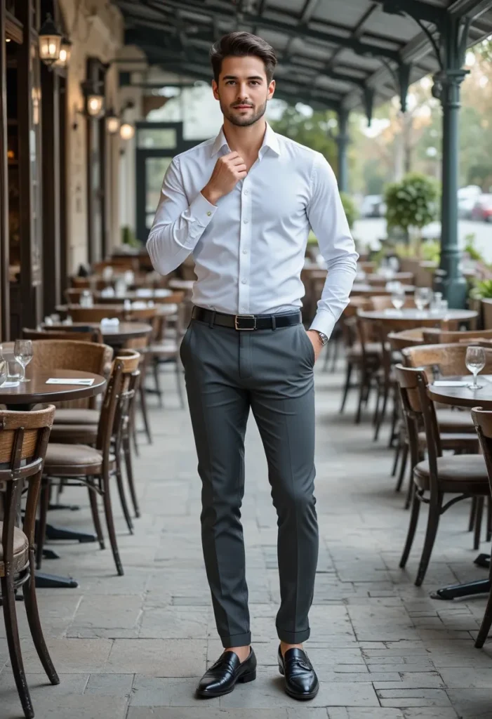Button-Down Shirt + Slim-Fit Trousers