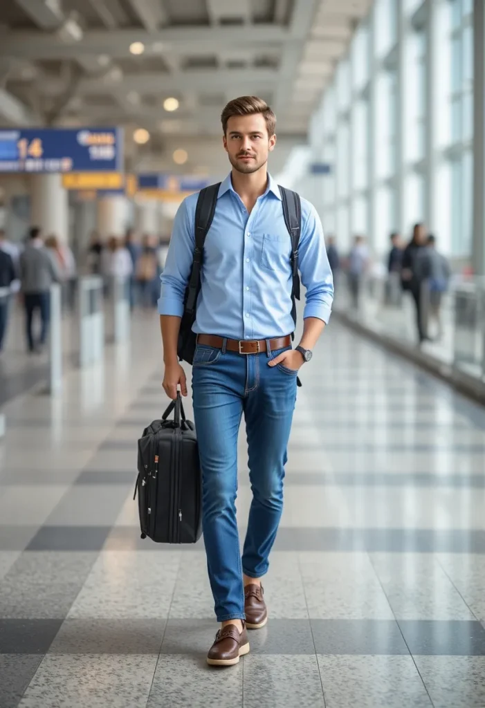 Casual Button-Down Shirt + Slim Jeans
