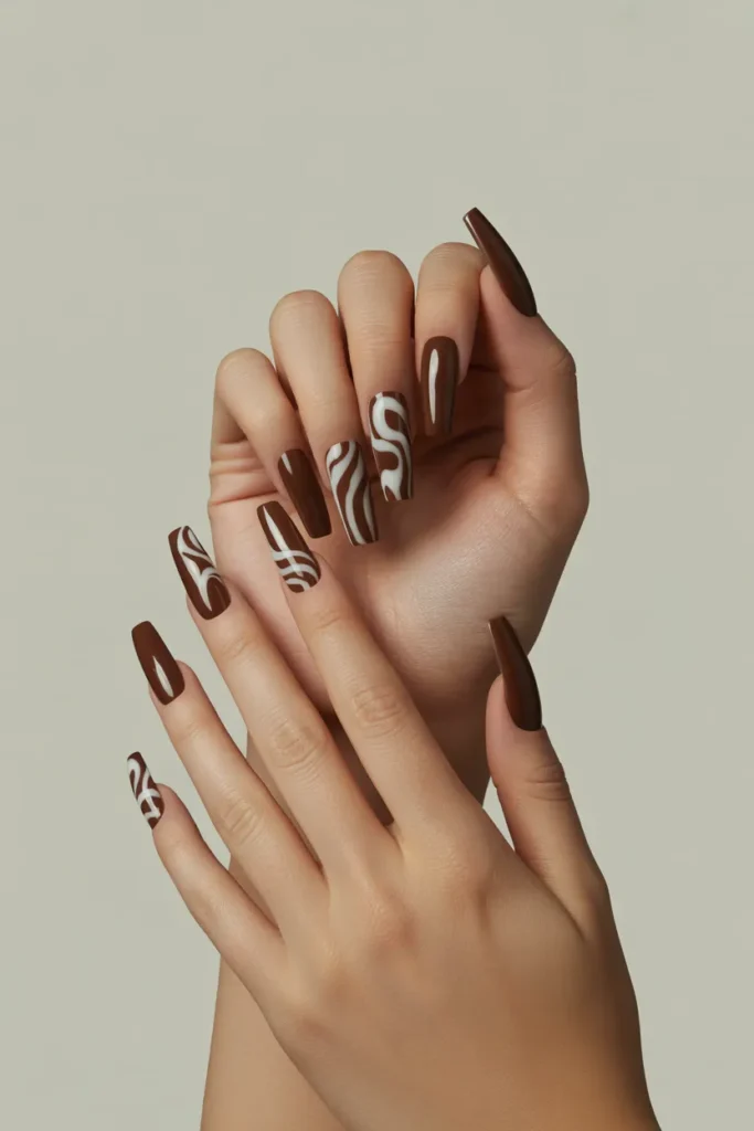 Chocolate Brown and White Swirls