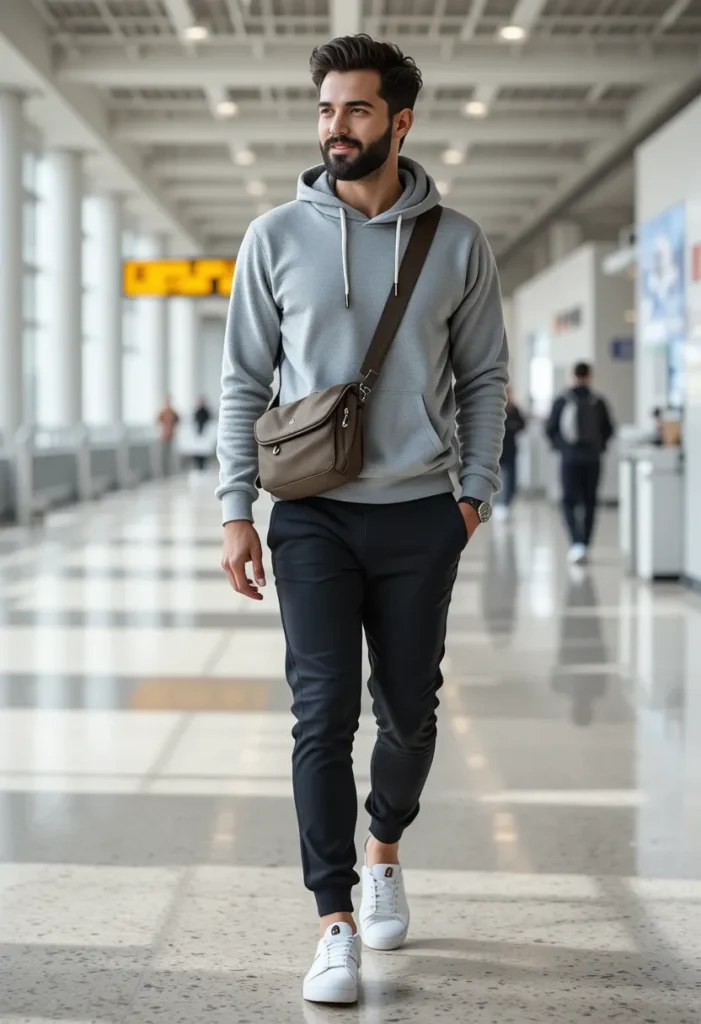 Classic Hoodie + Joggers Men Airport Outfits