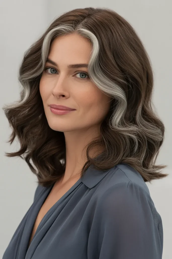 Deep Brown Waves with Cool Silver Contrast