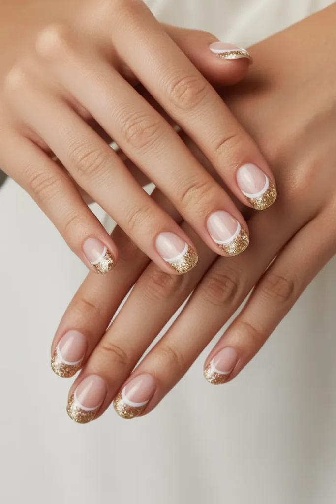 French Tip with Glitter