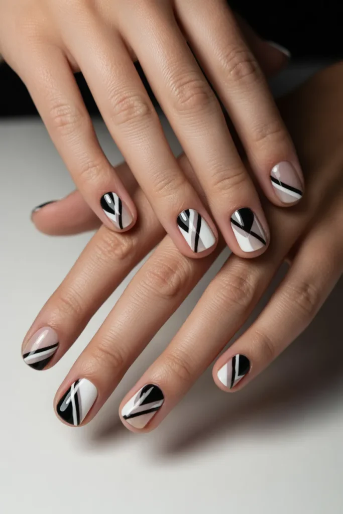 Geometric Lines nail designs