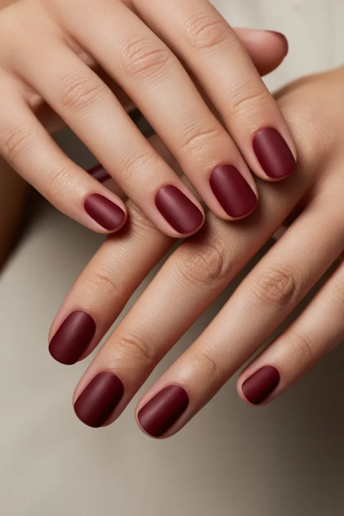 Matte Burgundy Nails designs for women