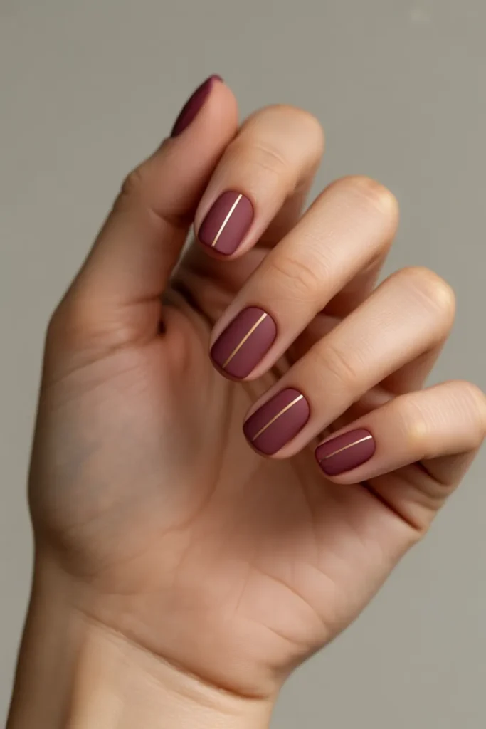 Matte Burgundy with Gold Accent Lines