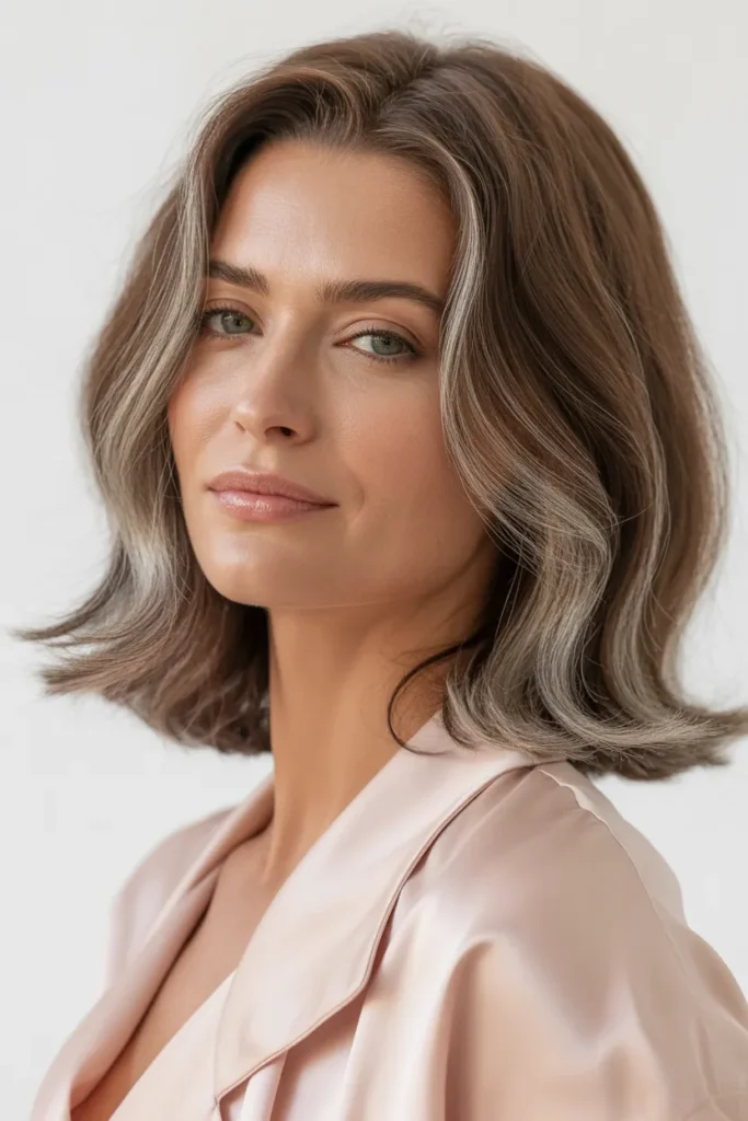 Medium Brown Cut with Soft Silver Highlights