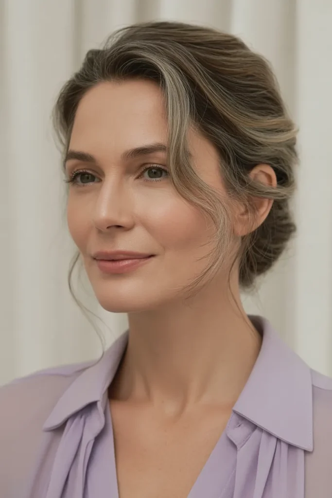 Natural Brown with Fine Silver Threads