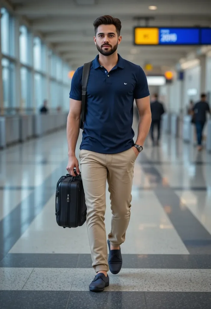 Polo Shirt + Chinos Men's airport outfits