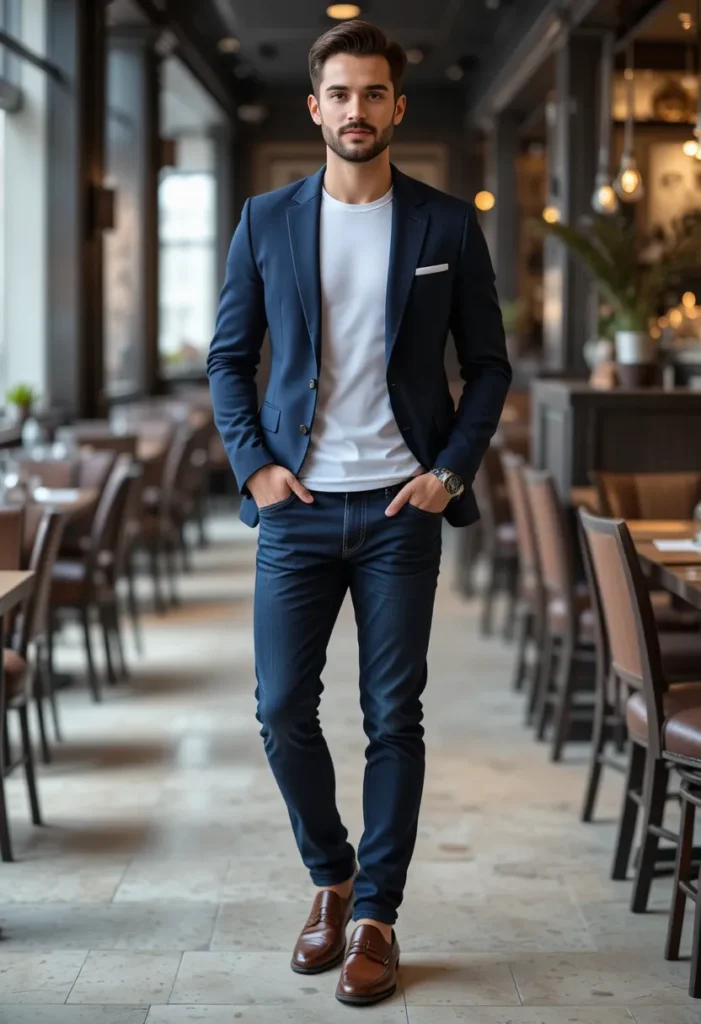 Smart Casual Blazer and Dark Jeans