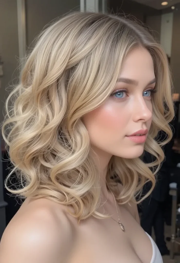 The Curled Lob with a Deep Side Part hairstyle