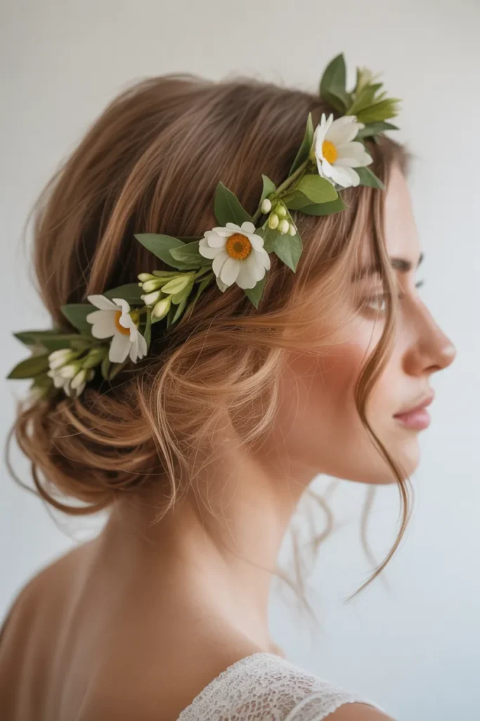  The Flower Crown with Loose Waves hairstyles for women