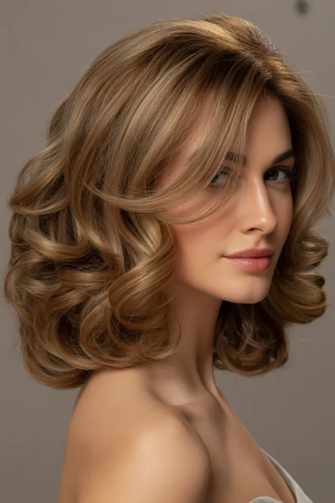 The Layered Lob with Soft Curls hair cut for women