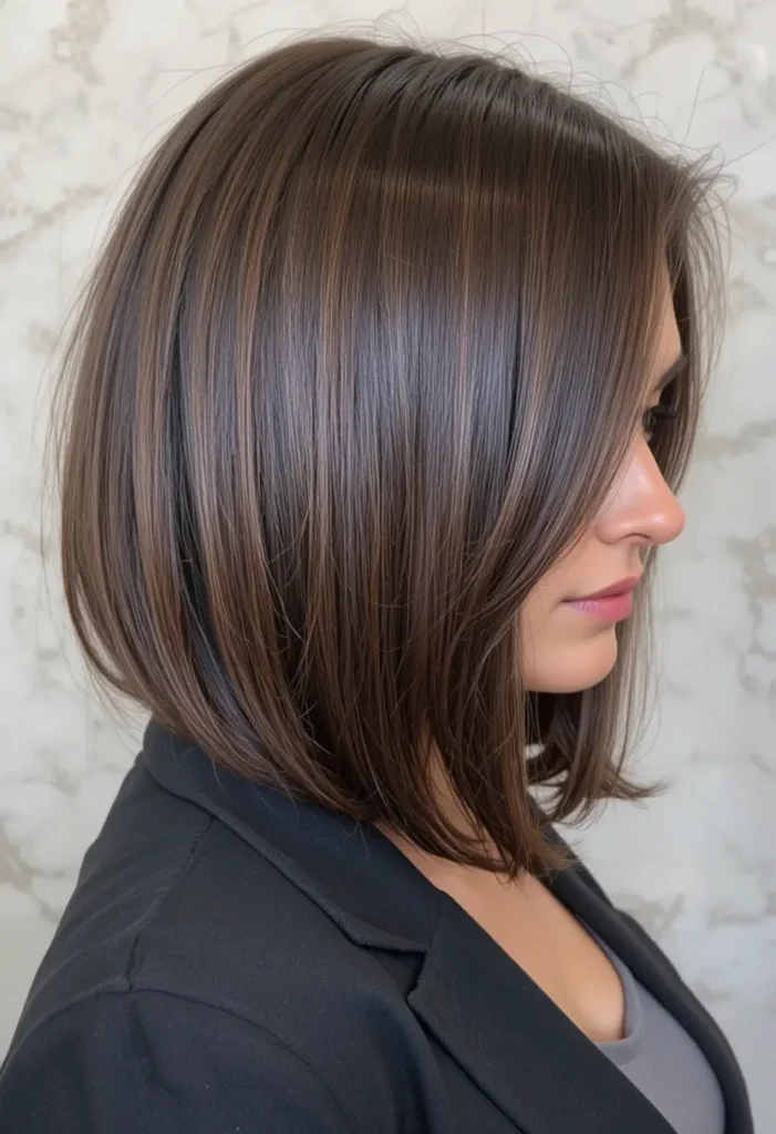  The Straight Lob with a Deep Side Part hairstyle