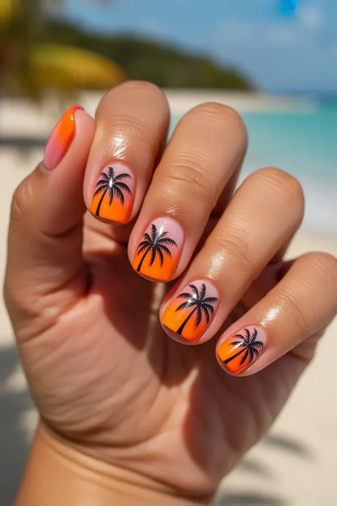 Tropical Palm Tree Nails