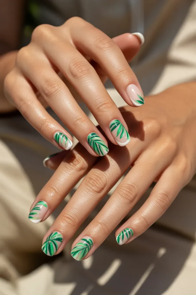 Tropical Palm French Tips