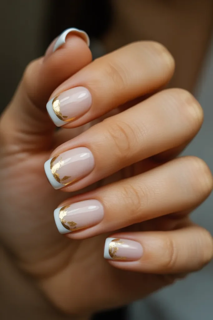 Classic White Tips with Gold Leaf Accents