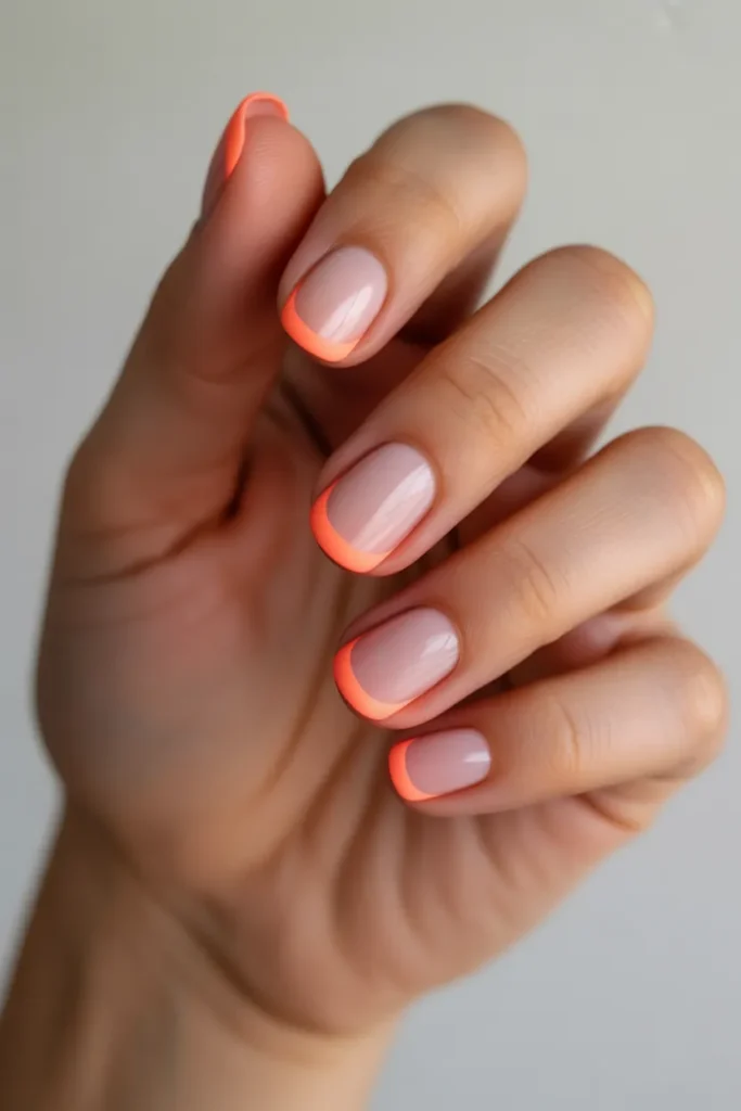 Coral French Tips with Matte Finish