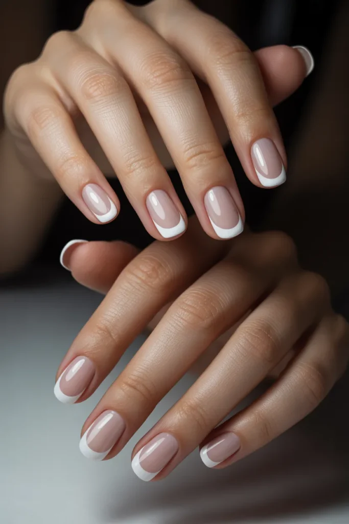 Matte White Tips with Glossy Accents
