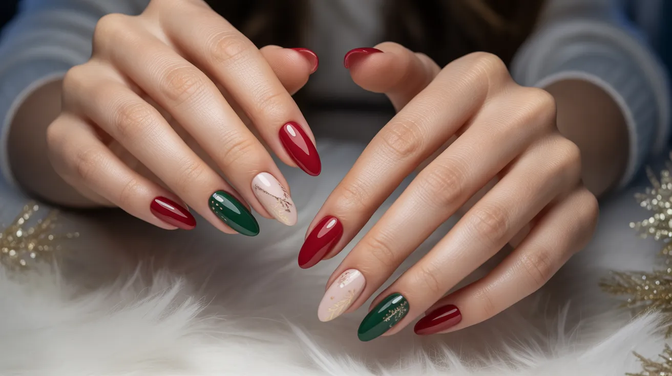 Almond Christmas Nails